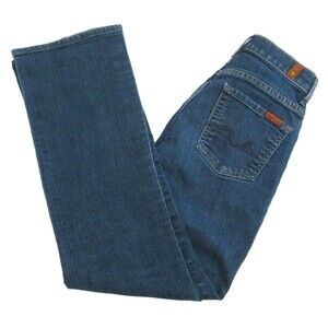 7 For All Mankind Women's (Size 25) Blue Jeans Cotton Denim Pants Zipper Fly